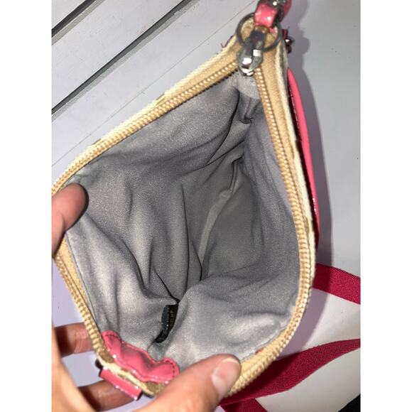 COACH SMALL TAN, PINK SIGNATURE CANVAS WOMENS CROSSBODY BAG - Picture 7 of 16